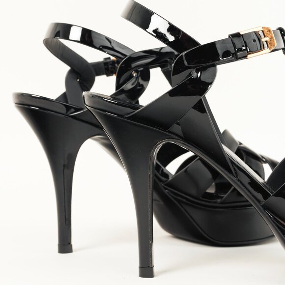 Saint Laurent Tribute Open Toe Black Patent Leather Platform Sandal - Picture 8 of 10